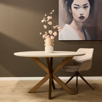 Starfurn Eettafel Madison ø150 cm - zand/brons