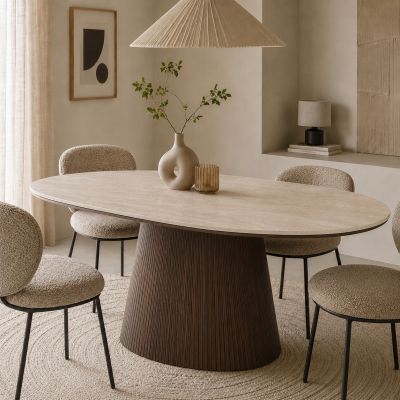 DS4U Toki eettafel ovaal 240 cm met keramiek blad - walnoot