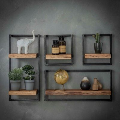 Fraaai Woody metaal wandplank bundel set van vier 100 cm