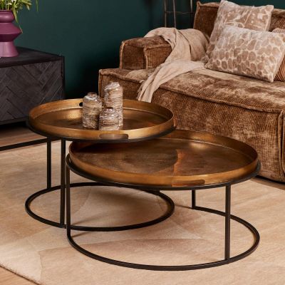 Starfurn Ronde salontafels Puck - set van 2 - goud