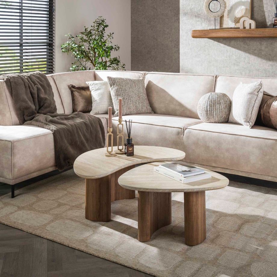 Fraaai Dexter salontafel set van 2 organisch keramiek - naturel