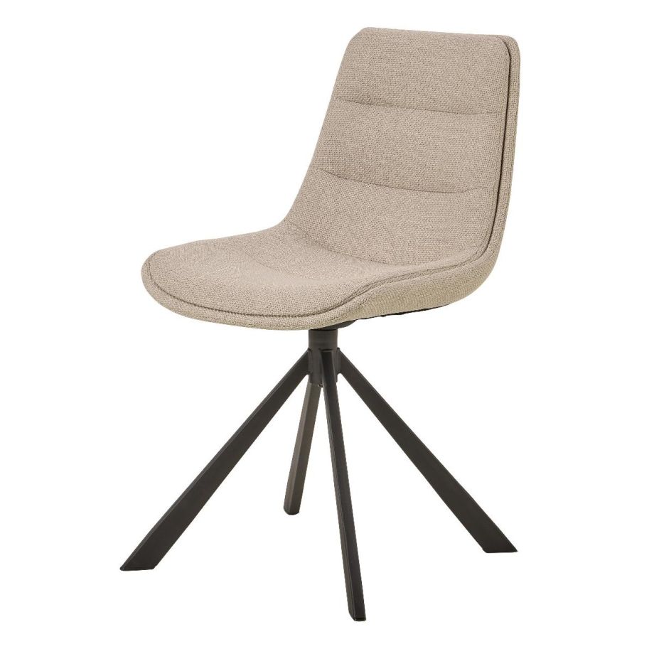 Nøra Skog eetkamerstoel | grijs metaal onderstel | stof Basel - beige