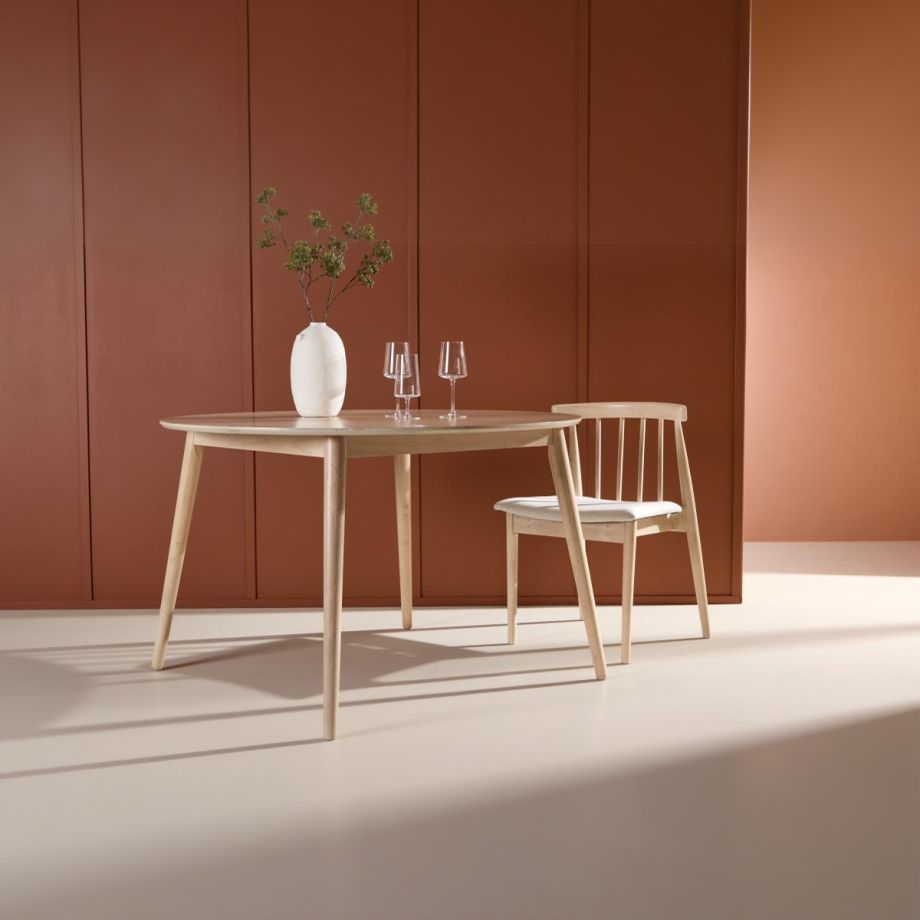 Svea Ugo ronde eettafel - ø120 cm - rubberhout - whitewash
