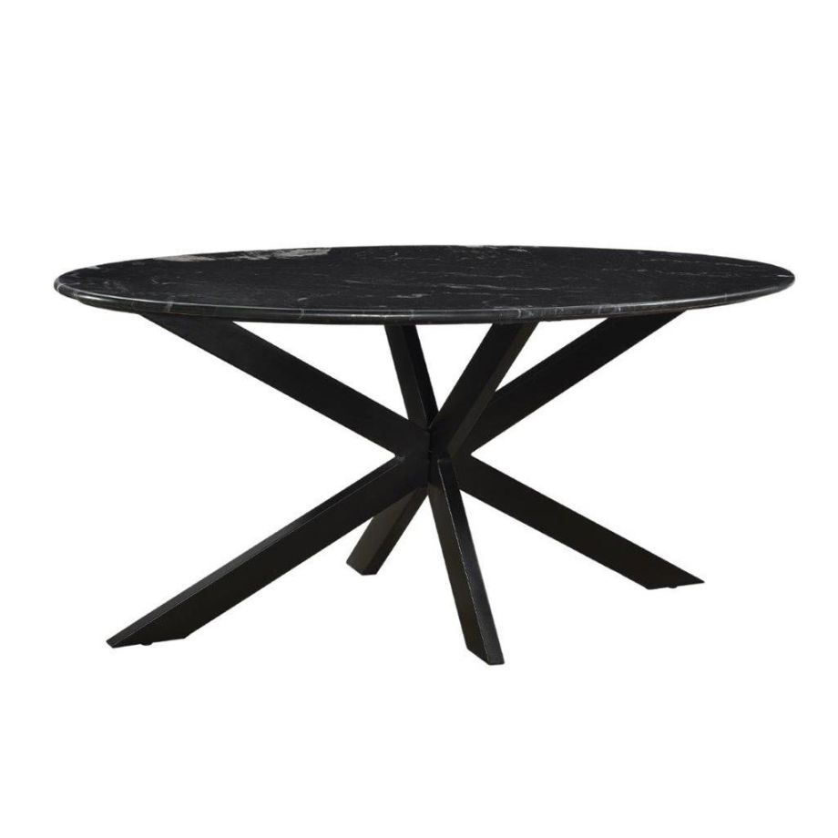 Livingfurn Eettafel Marble Zwart 180 cm Ovaal