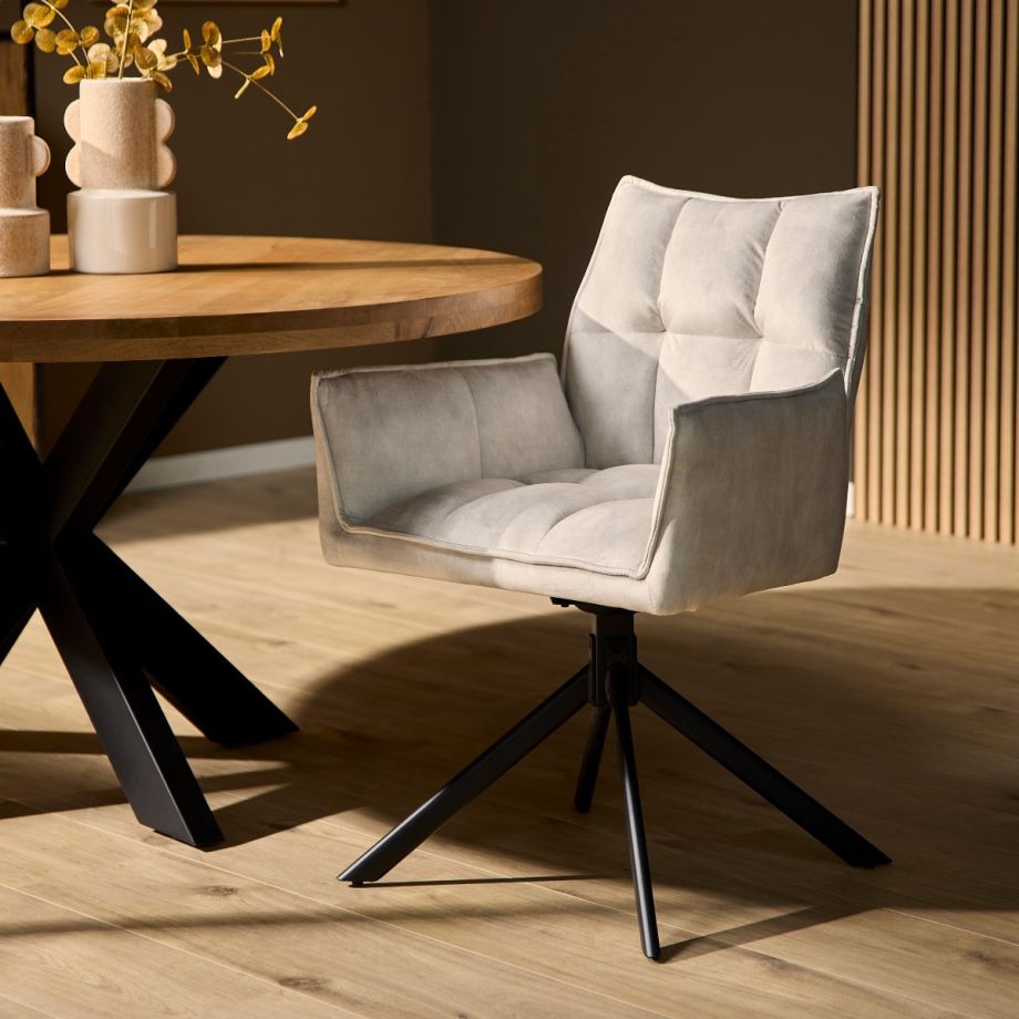 Starfurn Eetkamerstoel Dani velvet met armleuning