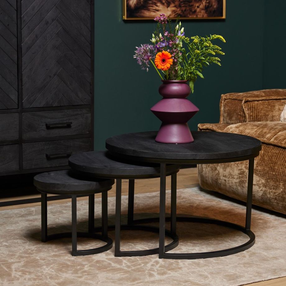 Starfurn Ronde salontafels Triole - set van 3 - zwart