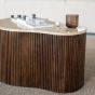 Organische salontafel Mari - 70x47x38 cm - Mango hout & travertin