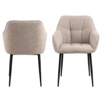 Nila armstoel | zwart metaal onderstel | stof Monza - beige