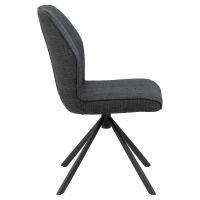 Mysa draaibare eetkamerstoel | zwart metaal onderstel | stof Basel - donkergrijs