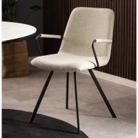 Nøra Roan armstoel | zwart metaal onderstel | stof Basel