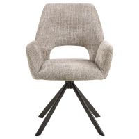 Nøra Linsa draaibare armstoel | zwart metaal onderstel | stof Juto - grijs
