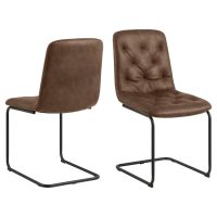 Nøra Laura eetkamerstoel | zwart metaal onderstel | stof Kentucky - bruin