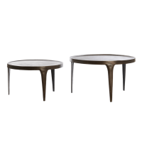 Light & Living Tobias salontafel set van 2 Ø64x39+Ø75x44 cm - donkerbruin - OUTLET B