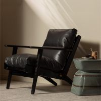 Woood Houston fauteuil leer - zwart