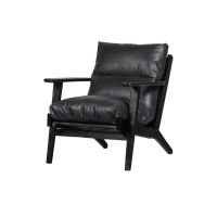 Woood Houston fauteuil leer - zwart