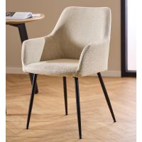 Nøra Lola armstoel | zwart metaal onderstel | stof Basel