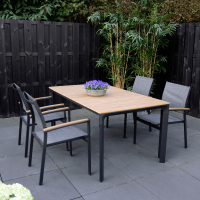 Arezzo terrastafel 160 cm & 4x terrasstoel textileen van het woonmerk Les