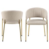 Nøra Eira armstoel | goud metaal onderstel | stof Basel - beige