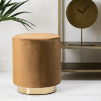 Nadien poef Ø40x44 cm velvet bruin/goud van het woonmerk Light&Living