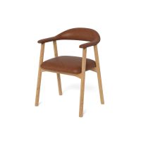 Lykke armstoel | naturel oak onderstel | PU retro - cognac