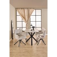 Vika armstoel | zwart metaal onderstel | stof Caso - beige