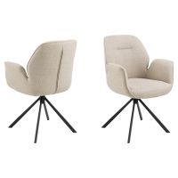 Luma draaibare armstoel | zwart metaal onderstel | stof Basel - beige