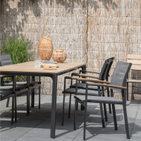 Arezzo terrastafel 200 cm & 6x terrasstoel textileen