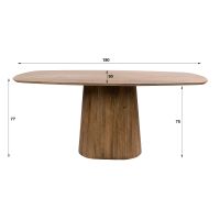Fraaai Sedona Deens ovale eettafel centrale poot 180 cm - massief mango zandkleur