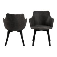 Freja armstoel | zwart metaal onderstel | stof Preston - antraciet