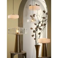 Light & Living Pleat hanglamp glas - helder/goud - OUTLET B
