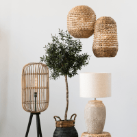 Tripoli hanglamp Ø37.5x58 cm rotan naturel/wit van het woonmerk Light & Living