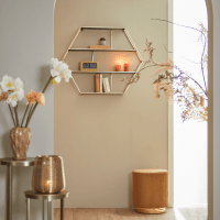 Nadien poef Ø40x44 cm velvet bruin/goud van het woonmerk Light&Living