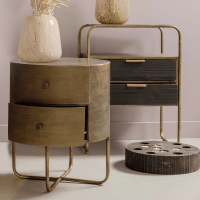 Glossy kastje rond metaal antique brass van het woonmerk BePureHome