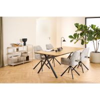 Nøra Linsa draaibare armstoel | zwart metaal onderstel | stof Juto - grijs