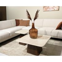 Brix Bottecino bijzettafel vierkant 45 cm - donkerbruin/beige