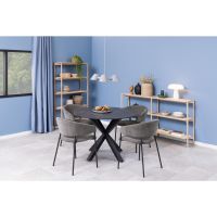 Eira armstoel | zwart metaal onderstel | stof Danny - donkergrijs