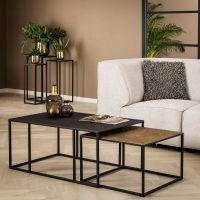 Fraaai Miranda salontafel set van 2 rechthoek iron metallic - grijs