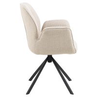 Luma draaibare armstoel | zwart metaal onderstel | stof Basel - beige