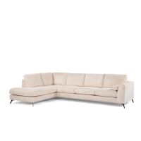 Amber 3-zits hoekbank links ribstof - beige/poot zwart