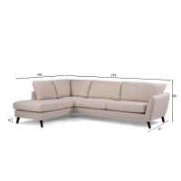 Suus 3-zits hoekbank links stof - beige/poot zwart