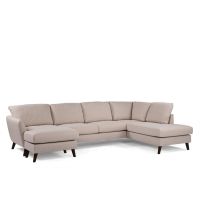 Vurna Aida 3-zits U-bank rechts stof - beige/poot zwart