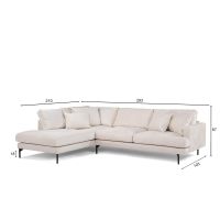 Christie 3-zits hoekbank rechts stof - champagne