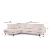 Vurna Lois 3-zits hoekbank rechts stof - beige