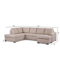 Eddie 3-zits hoekbank links stof - beige