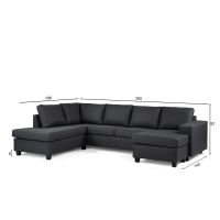 Nola 3-zits hoekbank links stof - antraciet