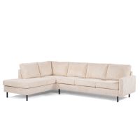 David 3-zits hoekbank links ribstof - beige