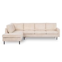 Silon 3-zits hoekbank links ribstof - beige