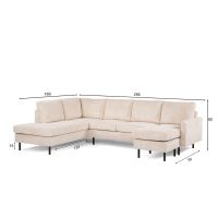 Silon 3-zits hoekbank rechts ribstof - beige