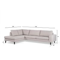 Vurna Cover 3-zits hoekbank links stof - grijs