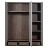 Rens 3-deurs wandkast 165 cm notenhout kiezelgrijs van het woonmerk Woood